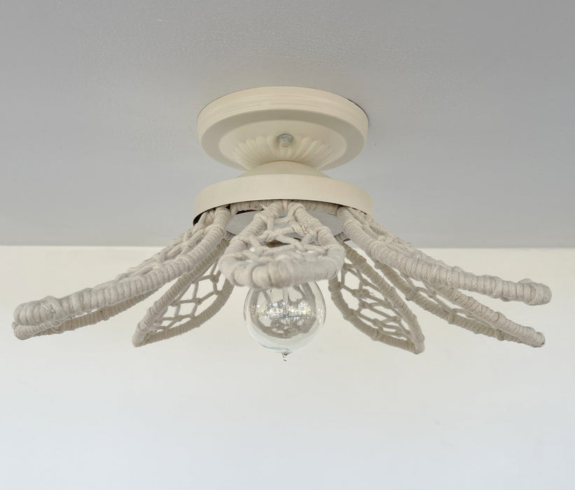 IVORY Natural FLORAL Ceiling Light Fixture - Sweatfully