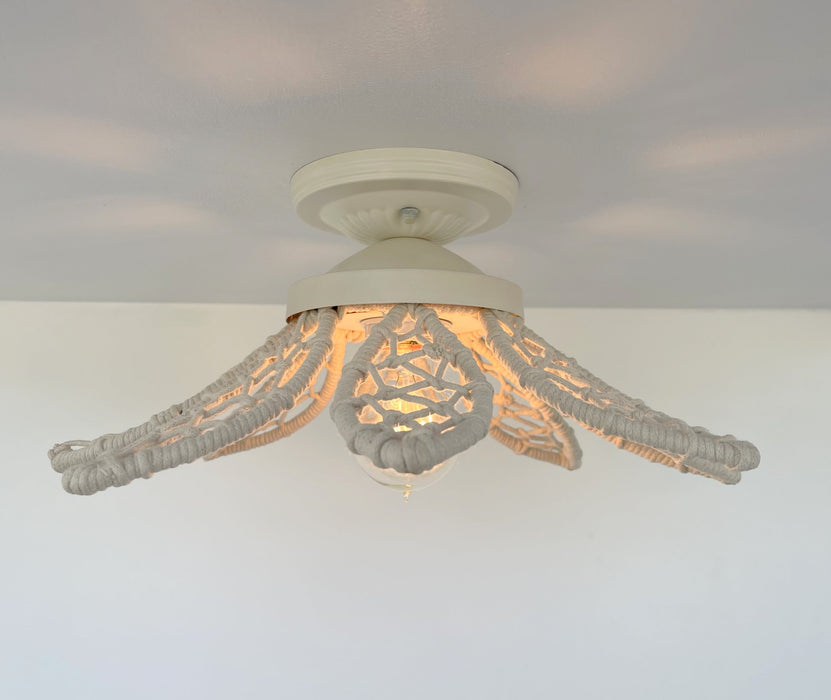 IVORY Natural FLORAL Ceiling Light Fixture - Sweatfully