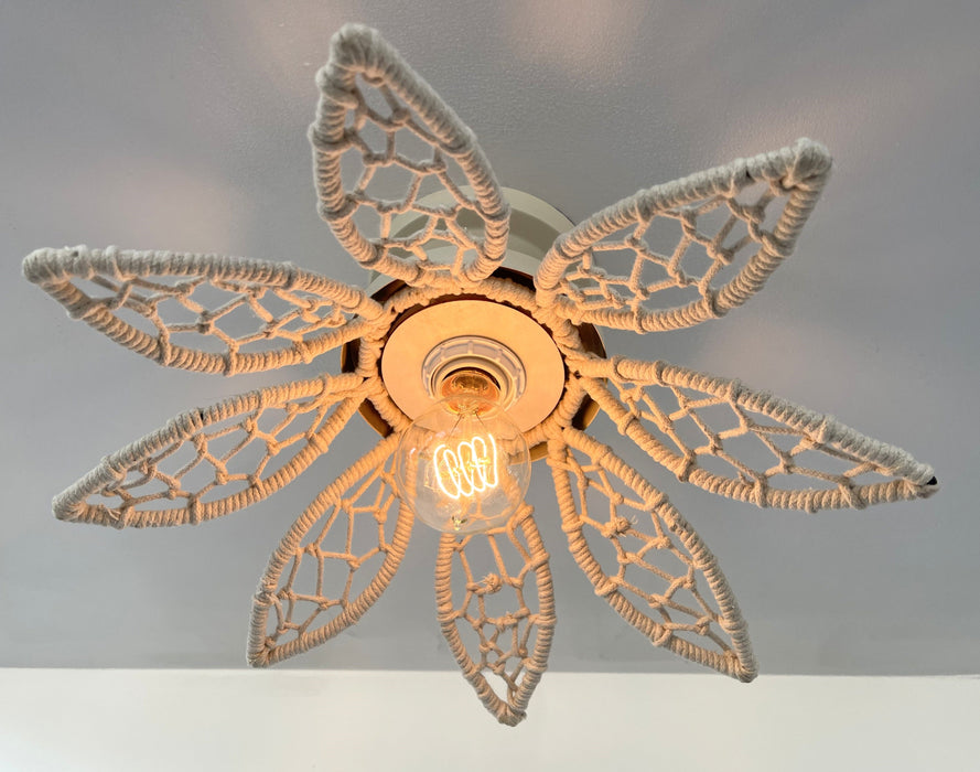 IVORY Natural FLORAL Ceiling Light Fixture - Sweatfully