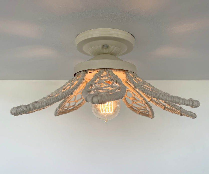 IVORY Natural FLORAL Ceiling Light Fixture - Sweatfully