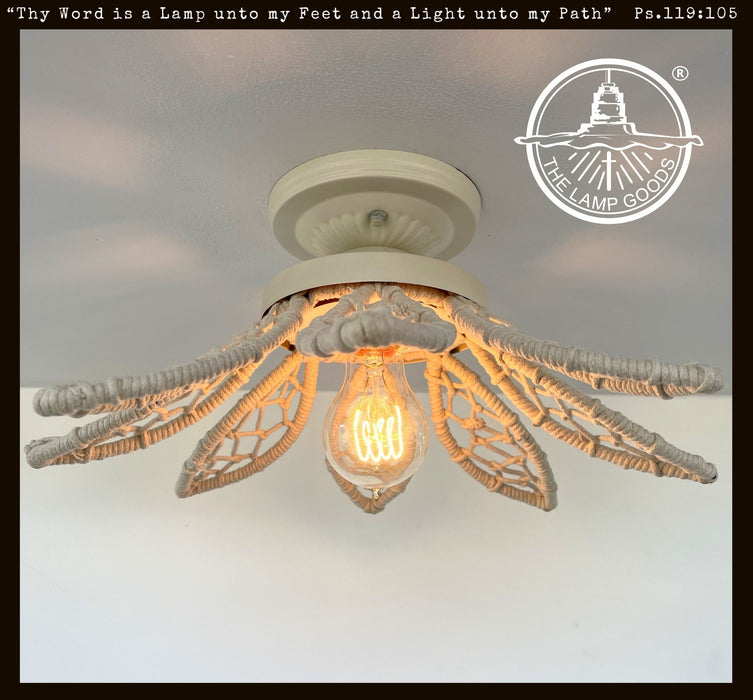 IVORY Natural FLORAL Ceiling Light Fixture - Sweatfully