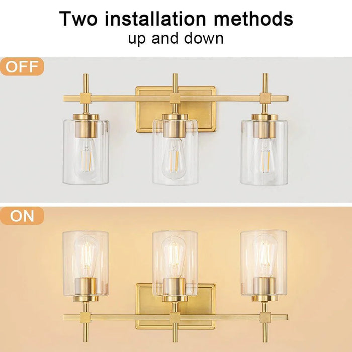 Jasper Modern Clear Glass 3-Light Bathroom Vanity Light - Sweatfully