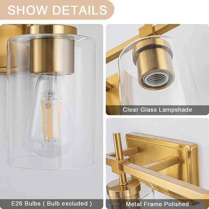 Jasper Modern Clear Glass 3-Light Bathroom Vanity Light - Sweatfully