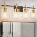 Jasper Black & Gold Clear Glass 4-Light Bathroom Vanity Light - Sweatfully