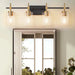 Jasper Black & Gold Clear Glass 4-Light Bathroom Vanity Light - Sweatfully