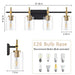 Jasper Black & Gold Clear Glass 4-Light Bathroom Vanity Light - Sweatfully