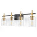 Jasper Black & Gold Clear Glass 4-Light Bathroom Vanity Light - Sweatfully
