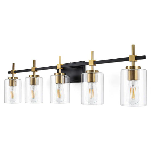 Jasper Modern Clear Glass 5-Light Bathroom Vanity Light - Sweatfully