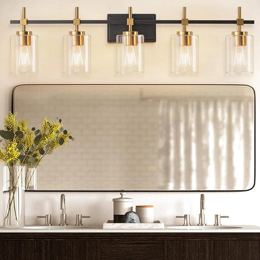 Jasper Modern Clear Glass 5-Light Bathroom Vanity Light - Sweatfully