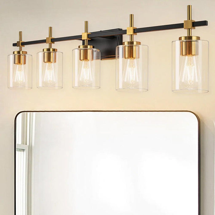 Jasper Modern Clear Glass 5-Light Bathroom Vanity Light - Sweatfully