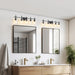 Jasper Modern Brushed Nickel & Black Clear Glass 5-Light Bathroom Linear Vanity Light - Sweatfully