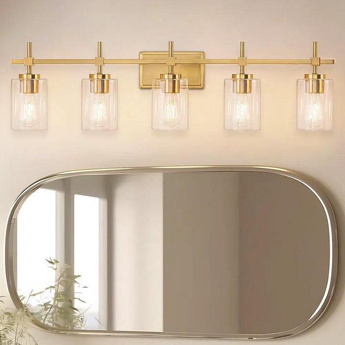 Jasper Modern Clear Glass 5-Light Bathroom Vanity Light - Sweatfully