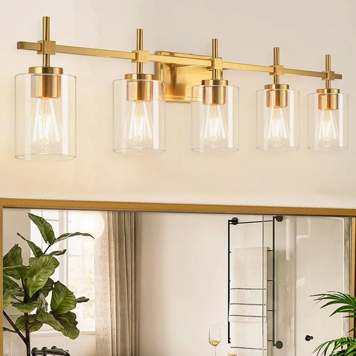 Jasper Modern Clear Glass 5-Light Bathroom Vanity Light - Sweatfully
