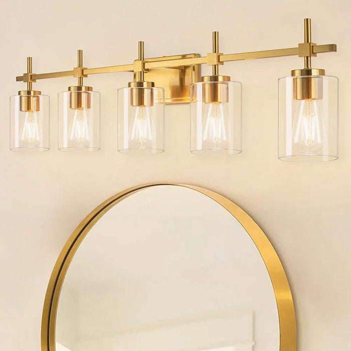 Jasper Modern Clear Glass 5-Light Bathroom Vanity Light - Sweatfully