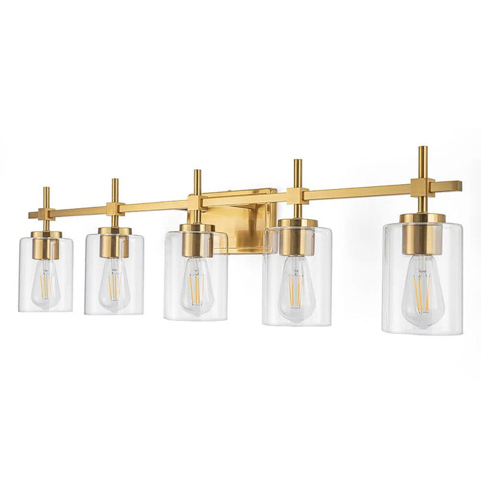 Jasper Modern Clear Glass 5-Light Bathroom Vanity Light - Sweatfully