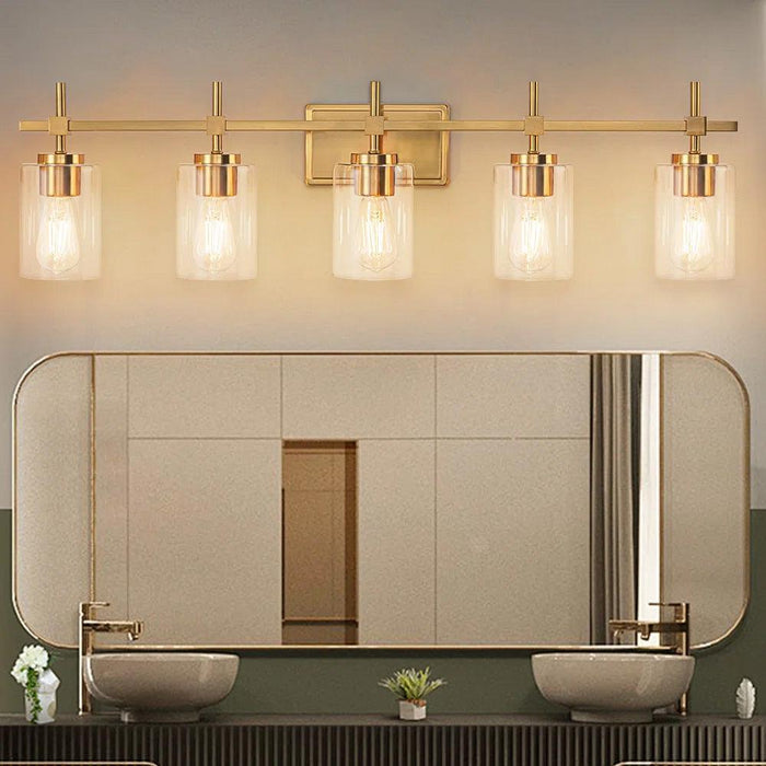 Jasper Modern Clear Glass 5-Light Bathroom Vanity Light - Sweatfully