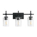 Jasper 3-Light Modern Clear Glass Bathroom Vanity Light, Black & Nickel - Sweatfully