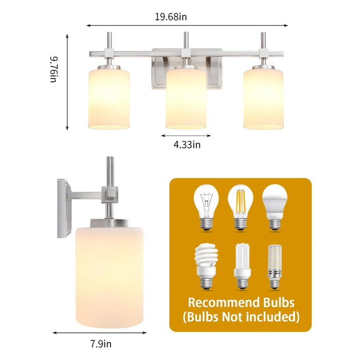 Jasper Gold Modern Frosted Glass 3-Light Bathroom Vanity Light - Sweatfully