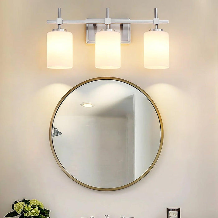 Jasper Gold Modern Frosted Glass 3-Light Bathroom Vanity Light - Sweatfully