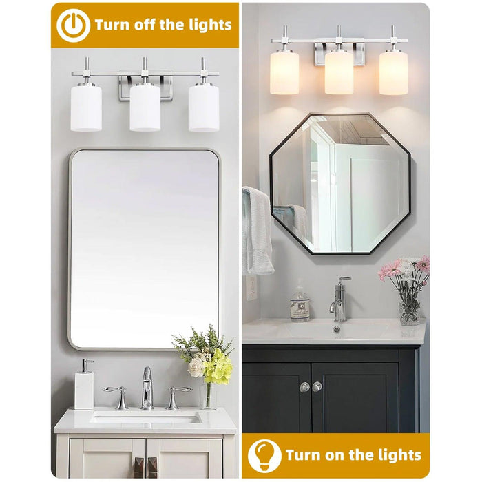 Jasper Gold Modern Frosted Glass 3-Light Bathroom Vanity Light - Sweatfully