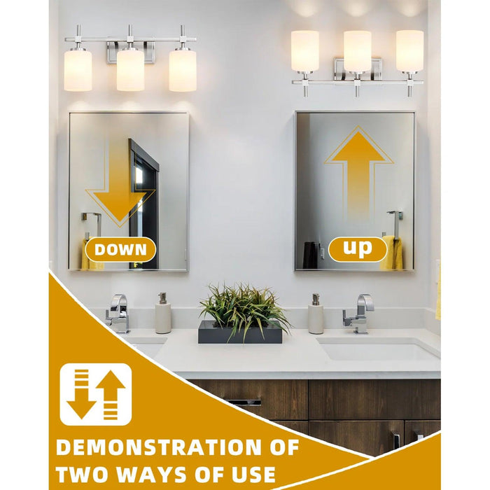 Jasper Gold Modern Frosted Glass 3-Light Bathroom Vanity Light - Sweatfully