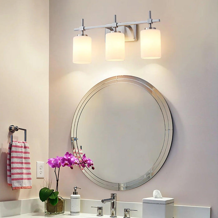 Jasper Gold Modern Frosted Glass 3-Light Bathroom Vanity Light - Sweatfully