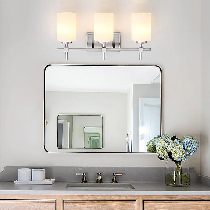 Jasper Gold Modern Frosted Glass 3-Light Bathroom Vanity Light - Sweatfully