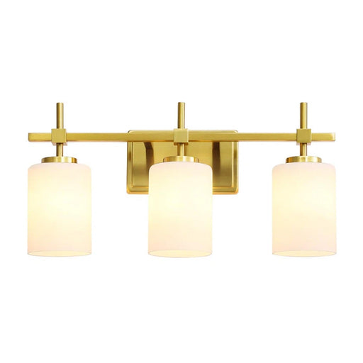 Jasper Gold Modern Frosted Glass 3-Light Bathroom Vanity Light - Sweatfully