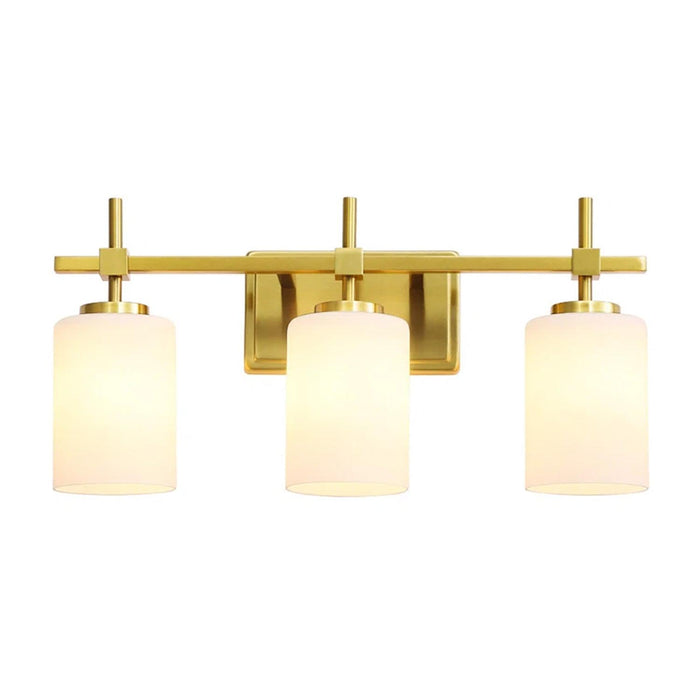 Jasper Gold Modern Frosted Glass 3-Light Bathroom Vanity Light - Sweatfully
