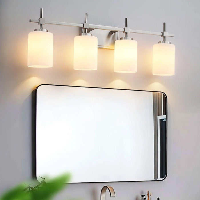 Jasper Gold Modern Frosted Glass 4-Light Bathroom Vanity Light - Sweatfully