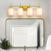 Jasper Gold Modern Frosted Glass 4-Light Bathroom Vanity Light - Sweatfully
