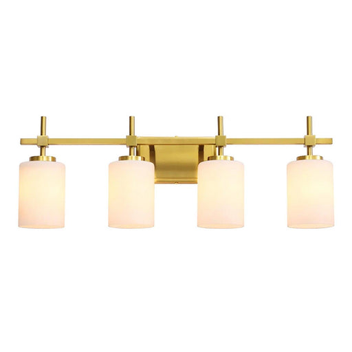 Jasper Gold Modern Frosted Glass 4-Light Bathroom Vanity Light - Sweatfully