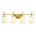 Jasper Gold Modern Frosted Glass 4-Light Bathroom Vanity Light - Sweatfully