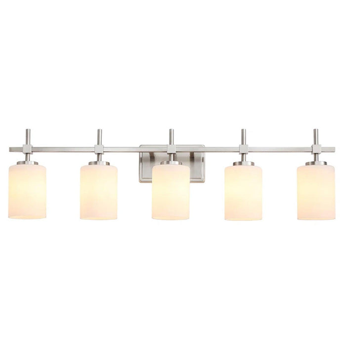 Jasper Modern Frosted Glass 5-Light Bathroom Linear Vanity Light - Sweatfully