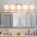 Jasper Modern Frosted Glass 5-Light Bathroom Linear Vanity Light - Sweatfully