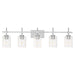 Jasper Modern Brushed Nickel & Black Clear Glass 5-Light Bathroom Linear Vanity Light - Sweatfully