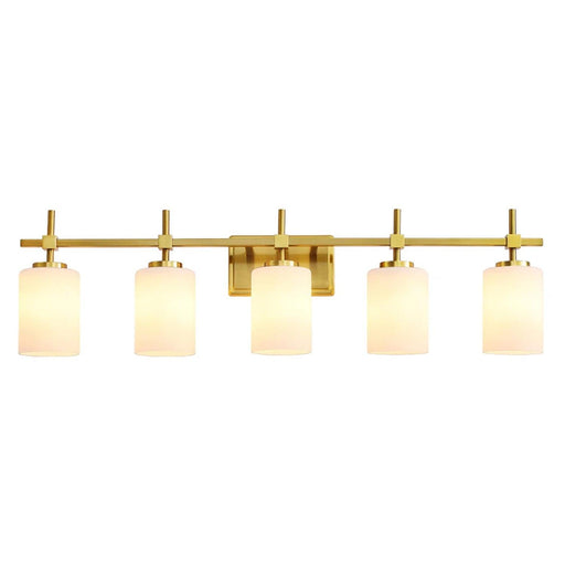 Jasper Modern Frosted Glass 5-Light Bathroom Linear Vanity Light - Sweatfully
