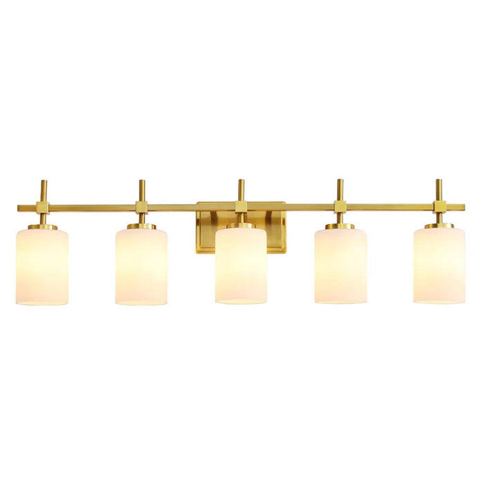 Jasper Modern Frosted Glass 5-Light Bathroom Linear Vanity Light - Sweatfully