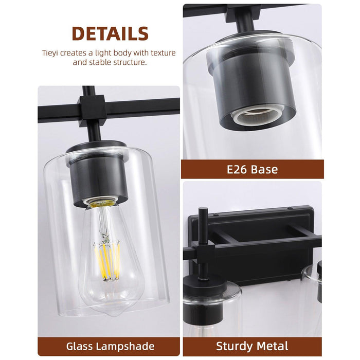 Jasper Modern Clear Glass 6-Light Bathroom Vanity Light - Sweatfully