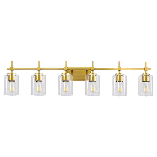 Jasper Modern Clear Glass 6-Light Bathroom Vanity Light - Sweatfully