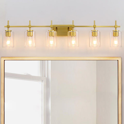 Jasper Modern Clear Glass 6-Light Bathroom Vanity Light - Sweatfully