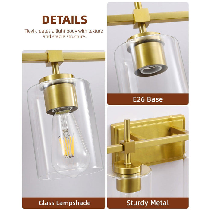 Jasper Modern Clear Glass 6-Light Bathroom Vanity Light - Sweatfully