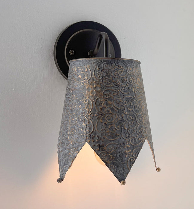 Jubilant Ornate Copper Wall Sconce Light Fixture - Sweatfully