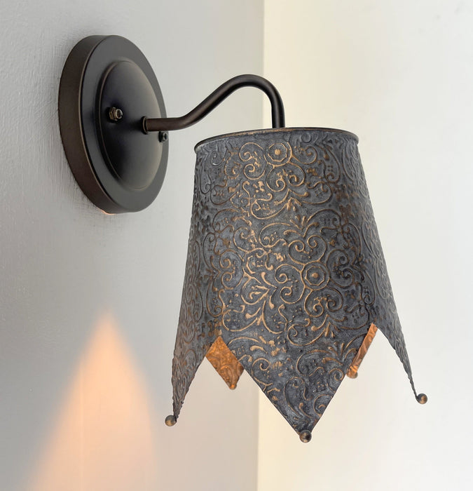 Jubilant Ornate Copper Wall Sconce Light Fixture - Sweatfully