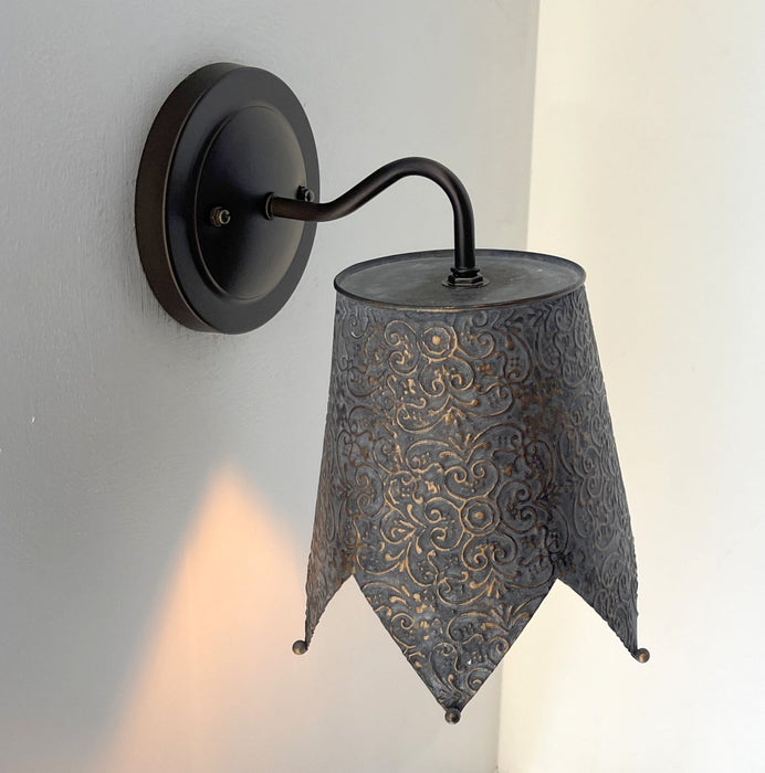 Jubilant Ornate Copper Wall Sconce Light Fixture - Sweatfully