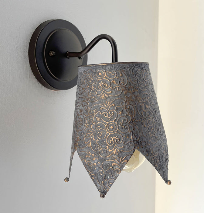 Jubilant Ornate Copper Wall Sconce Light Fixture - Sweatfully