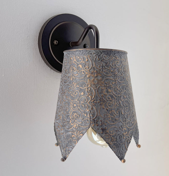 Jubilant Ornate Copper Wall Sconce Light Fixture - Sweatfully