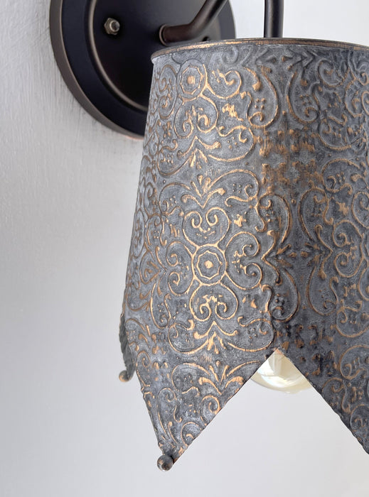 Jubilant Ornate Copper Wall Sconce Light Fixture - Sweatfully