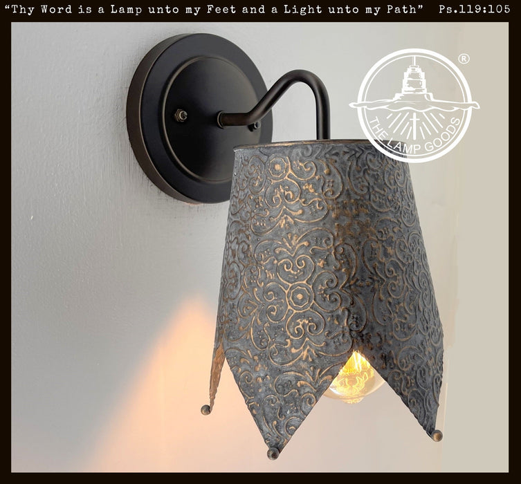 Jubilant Ornate Copper Wall Sconce Light Fixture - Sweatfully