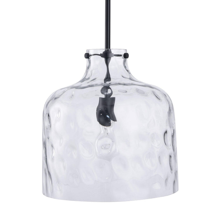 Kara Farmhouse 1-Light Textured Glass Nickel Island Pendant Light - Sweatfully